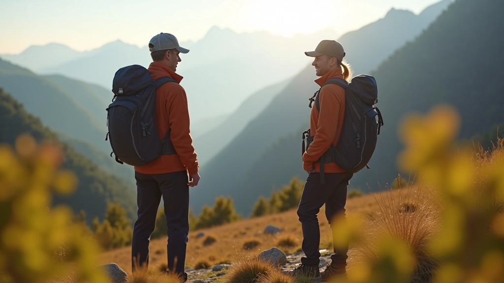 Hikeriai su pėsčiomis žygio nuotraukomis ir batais, stovinčiais prie kalno pradžios
